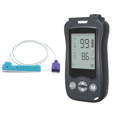 Handheld Fingertip Pulse Oximeter Medical Grade Pediatric Wrap Probe for Baby Kids Spot Checking Black Continuous Pulse Oximeter Adult Tracking Fast Accurate SpO2 Pulse Rate Respiration Rate Customizable Audio Visual Alarm