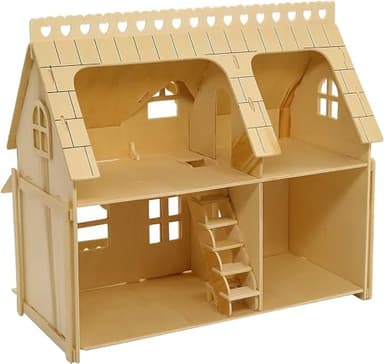 3D Puzzle House, Fantasy Villa Model Kit DIY Miniature Dolls House Kits Birthday Gift for Adults Teens (Duplex)