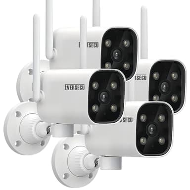 EVERSECU 2K WiFi PTZ Bullet Camera, Outdoor/Indoor, Pan/tilt, 2-Way Audio, Night Vision, Motion Detection Auto Tracking, Waterproof, Remote Access, RTSP Stream, Compatible with Alexa(4pack)