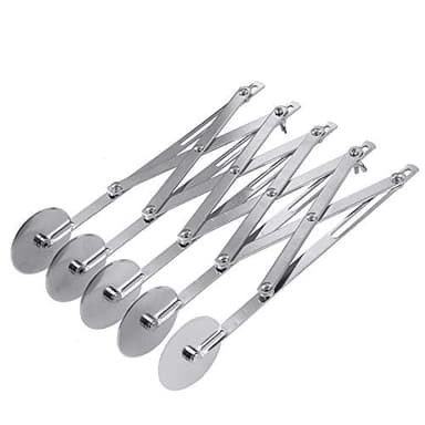UOHGDPY Adjustable Pastry Cutter, 5 Wheel Stainless Steel Dough Divider, Stainless Steel Expandable Pizza Slicer Multi-Round Pastry Knife Baking Cutter Roller Cookie Dough Cutter Divider (silver)