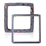 JQSH Rug Hooking Frame, Punch Needle Frame, Gripper Strip Frame,Cross Stitch Hoop, with Flannel Frame Cover (11.8*11.8 inch)