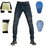 LOMENG Kevlar Pants Motorcycle Riding Jeans Motorbike Racing Pants with Upgrade CE Knee Hip Removable Armored for Men Blue 34 Blueu 34 Regular