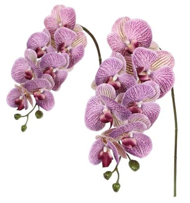 IPOPU Purple Fake Orchid 34.3" Real Touch Faux Orchids Latex Artificial Flowers Phalaenopsis Branches for Home Party Wedding Bridal Shower Decoration, 2pcs
