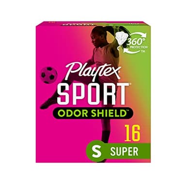 Playtex Sport Odor Shield Tampons Super Absorbency, Unscented - 16ct | Super Tampons for Women, Feminine Care, Playtex Tampon with 360 Leak Defense and Odor Control