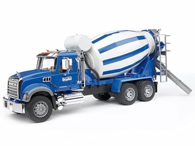 Bruder 02814 Mack Granite Concrete Mixer Truck, 1:16 Scale: Realistic Construction Toy with Rotating Drum & Crank Handle | Durable ABS Plastic for Indoor, Outdoor, Sand & Snow Play Ages 3+