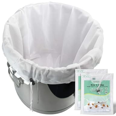 Bellamei Brew Bags Reusable 2 Pack 250 Micron Fine Mesh Bag for Fruit Cider Apple Grape Wine Press Drawstring Straining Brew in a Bag (2 pack-16"×11"/18"×16")
