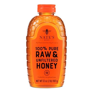 Nate's 100% Pure, Raw & Unfiltered Honey - Award-Winning Taste, 32oz. Squeeze Bottle