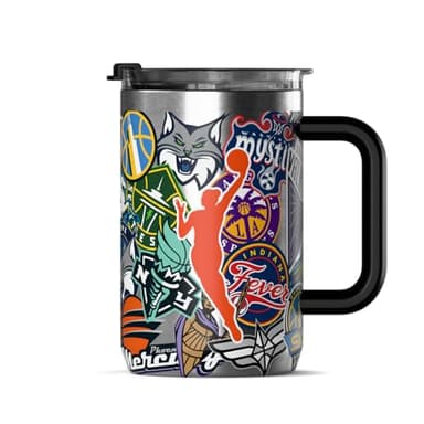 Hydrapeak x WNBA Officially Licensed All-Team 18oz Insulated Coffee Mug with Flip Lid and Handle for Travel, Cold/Hot, Stainless Steel Coffee Cup Insulated, BPA-Free Double Walled, Tea Mug