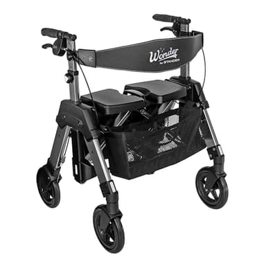 Stander Heavy Duty Wonder Rollator, Heavy Duty Folding Rolling Walker for Adults, Seniors, 450-pound Weight Capacity, Large 8-inch Wheels, Locking Brakes, Wide Seat with Backrest, Regal Rose