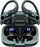GOLREX Wireless Earbuds Bluetooth Headphones 80H Playtime Ear Buds with Wireless Charging Case & Dual LED Power Display Over-Ear Earphones with Earhooks for Sports Running Workout Black