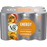 V8 +Energy Peach Mango Juice Energy Drink, 8 fl oz Can (12 Pack)