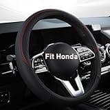 LETINGFAR Steering Wheel Cover for Honda Civic Accord CRV HRV Pilot Passport Odyssey Element Insight Fit Ridgeline Clarity City LX EX EXL Si Hatchback Sport Hybrid Touring Car Accessories (Black)