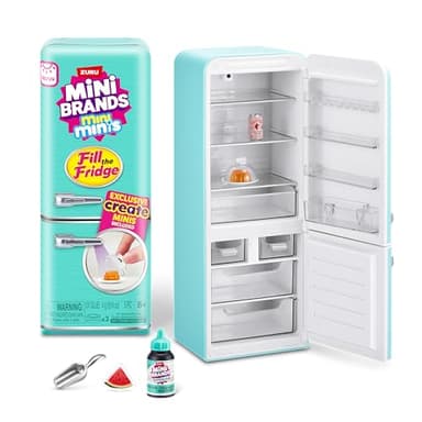 Mini Brands Fill The Fridge Playset w/UV Light by ZURU, Collectibles, DIY, Resin Play, Exclusive Recipe, NOT Edible, 8+