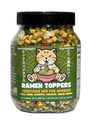 Ramen Toppers -Dehydrated Toppings for Ramen Noodles - Add these delicious noodle toppings to your favorite ramen for instant enjoyment (Mixed Vegetables, Peas, Corn, Carrots, Cabbage, Green Onions)