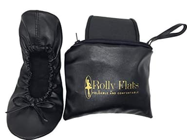 Women's Foldable Flats – Portable Ballet Slippers Shoes for Travel, Wedding – Fits in Purse (L, Black)