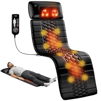 Himouta Shiatsu Full Body Massage Mat with Heat, Detachable Massager Pad, 10 Vibrating Motors, Deep Tissue Pain Relief for Back, Neck & Legs – Relaxation at Home or Office
