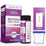 BACNUNN Ketone Test Strips - Upgraded 200 Keto Strips Urine Test for Ketogenic & Low-Carb Diets with Urine Cup - Ketosis Home Urinalysis Keto Sticks