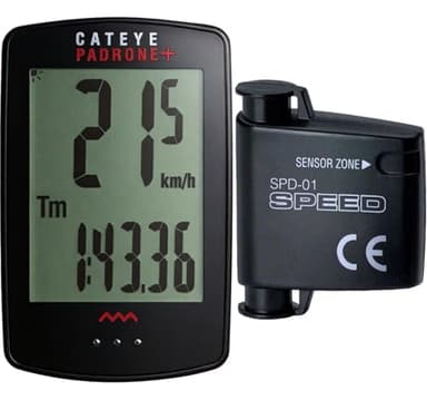 CATEYE Padrone Plus Bike Computer – Oversized Display Cyclocomputer, Wireless Speed Tracking for Cyclists, FlexTight™ Mount, Automatic Start/Stop, Backlight Display with Night Mode