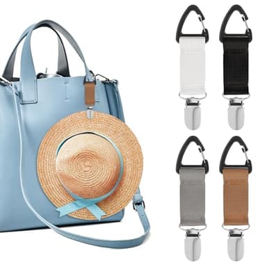 Mabor 4Pcs Travel Hat Clip Elastic Hat Holder for Purse Hands-Free Bag Accessory for Traveling Bags Backpacks Purses Luggage Outdoor Travel Accessory