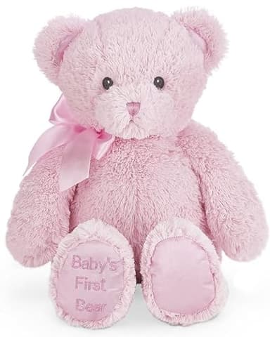 Bearington Pink Teddy Bear - 12" Fluffy and Cuddly First Teddy Bear for Baby with Premium Plush and Soft Fur - Adorable Stuffed Animals for Baby Girls Gift for Babies, Toddlers and Kids