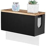Paper Towel Dispenser Wall Mount, Wooden Bathroom Paper Towel Holder with Lid for Home and Commercial, Countertop C-Fold, Z-Fold, Trifold Paper Hand Towel Dispenser for Bathroom Kitchen Office, Black