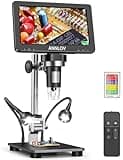 ANNLOV 7" HDMI LCD Digital Microscope, 1500X Coin Microscope Video Microscope with 16MP Image Sensor, Windows/TV/Mac Compatible, Upgraded Brackets