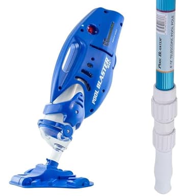 POOL BLASTER Max CG Cordless Pool Vacuum with Heavy Duty Power and 12ft Adjustable Telescopic Pole, Commercial Grade Handheld Rechargeable Cleaner for Inground and Above Ground Pools, Hoseless Design