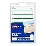 Avery File Folder Labels on 4" x 6" Sheets, Easy Peel, White/Green, Print or Write, 2/3" x 3-7/16", 252 Labels (5203)