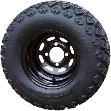10" Black Steel Golf Cart Wheels and 20x10-10 DOT All Terrain Golf Cart Tires - Set of 4