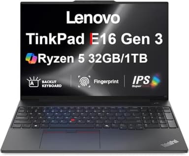Lenovo ThinkPad E16 Gen 3 AI Business Laptop 16" IPS FHD+ Display (AMD Ryzen 5 230 (> Ryzen 5 7535U), 32GB DDR5, 1TB SSD, Fingerprint, Backlit, Thunderbolt 4, 5MP RGB Webcam, Win11Pro) w/Copilot