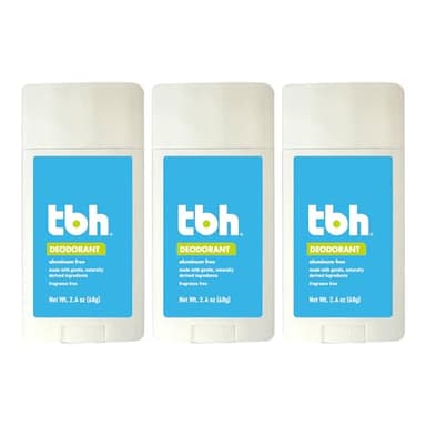 TBH Kids Deodorant – Aluminum-Free, Fragrance Free Natural Deodorant for Kids & Preteens – With Charcoal, Coconut Oil & Arrowroot Powder – Safe & Gentle Odor Protection – 2.4 oz (Pack of 3)