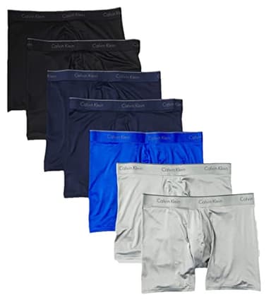Calvin Klein Men's Micro Stretch 7-pack Boxer Brief, 2 Black, 2 Blue Shadow, 2 Medium Grey, 1 Cobalt Water, Medium