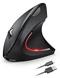 TECKNET Ergonomic Mouse Wireless, Rechargeable Mouse Wireless Silent for Carpal Tunnel Right Hand, 2.4GHz USB Vertical Mouse Wireless for Laptop, 5 Adjustable 4800 DPI, Computer, MacBook, Desktop