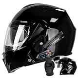 HALYING Bluetooth Motorcycle Helmet DOT Approved - Modular Full Face Flip-Up Dual Visor, ABS Shell Ventilation System, Built-in Sun Shield Removable Washable Liner for Adults Men Women