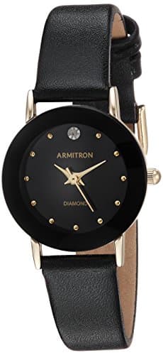 Armitron Women's 75/2447 Diamond-Accented Leather Strap Watch