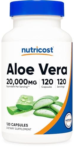 Nutricost Aloe Vera 20,000mg Equivalent from 100mg of 200:1 Extract Per Serving, 120 Capsules for 120 Servings Per Bottle - Gluten Free and GMO Free, Vegetarian Friendly