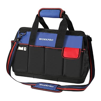 WORKPRO Tool Bag, 18 Inch Tool Bag with Waterproof Molded Base, Open Top Tool Organizer Bag with 20 Pockets, Adjustable Shoulder Strap
