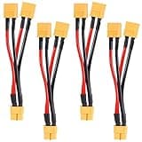 ACEIRMC 4pcs XT60 Parallel Battery Connector Cable Dual Extension Y Splitter 1 Female to 2 Male for DJI Phantom RC Plane