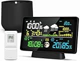 Weather Station Wireless Indoor Outdoor with Rain Gauge, Home Weather Station with Thermometer, Atomic Clock, Humidity Monitor, Weather Forecast and Barometer, Digital Rain Gauges Outdoors Best Rated