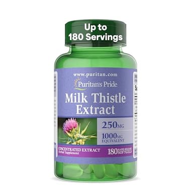Puritan's Milk Thistle 4:1 Extract 1000mg 180 Softgels (Silymarin) Liver Health