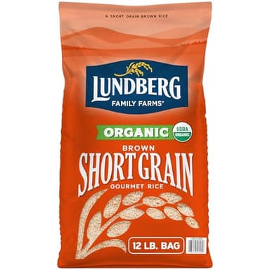 Lundberg Organic Short Grain Brown Rice, Bulk Bag, Sticky Rice, 12 Lb
