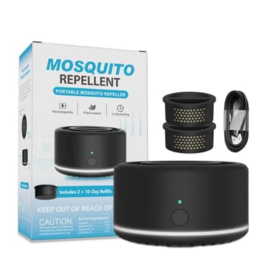 Mosquito Repellent Outdoor Patio, Portable Repellent Device Plant-Derived Mosquito Repeller, Rechargeable Personal Shield for Camping & Outdoor(2 Refills Included)