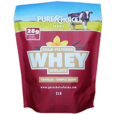 Pure Choice Vanilla Whey Protein Isolate Powder, 28g Protein, Undenatured Whey, 3 Ingredients, No Fillers or Artificial Sweeteners (Vanilla 12oz)