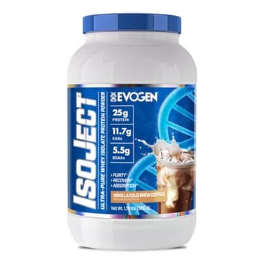 Evogen Isoject - Whey Protein Isolate | Ultra-Pure Whey Protein Powder with Ignitor Enzymes, BCAAs, and EAAs | Enhanced Absorption & Recovery | Vanilla Cold Brew Coffee | 25 Servings