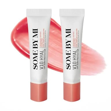 SOME BY MI V10 Hyal Lip Sun Protector Rosy – Pack of 2, 0.46oz – Korean Tinted Glow SPF 15 Sunscreen Lip Balm for Dry & Sensitive Lips – Hydrating with Hyaluronic Acid & Vitamin E – Korean Skin Care