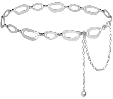 Suyi Waist Chain for Women Ladies Chunky Chain Belt for Dresses 105CM Silver 2