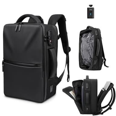 Zurligi Vacuum Backpack for Travel with Pump, 30-70L Expandable Vacuum Seal Compression Backpack, Casual Daypack, TSA-Lock(Vacuum Carry-On, Black)