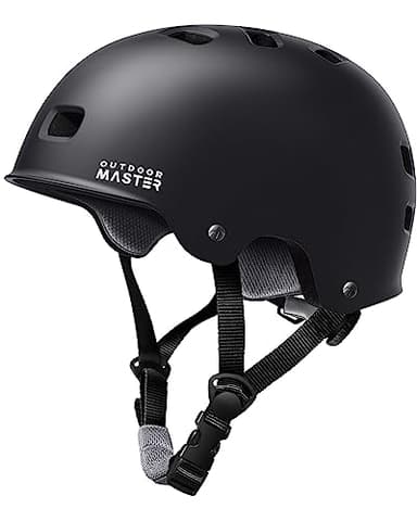 OutdoorMaster Skateboard Cycling Helmet - Two Removable Liners Ventilation Multi-Sport Scooter Roller Skate Inline Skating for Kids, Youth & Adults - L - Black