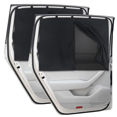 Car Window Shades, 2 PCS Magnetic Double Layer Auto Sun Shade for Side Windows Privacy Full Covers/Half Shade Options Back Car Window Curtains for Baby Protection