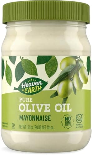 Heaven & Earth Pure Olive Oil Mayonnaise, 15 oz | Keto Friendly, 0g Net Carbs, 0g Sugar | No Canola Oil, No Soy Oil | No EDTA | Nothing Artificial